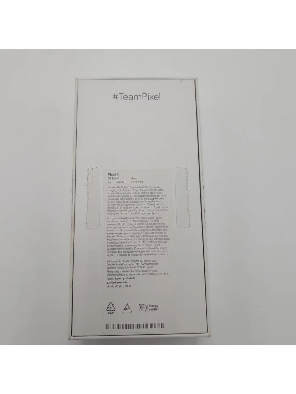 Google Pixel 8 Hazel 128GB EMPTY BOX RETAIL PACKAGE ONLY